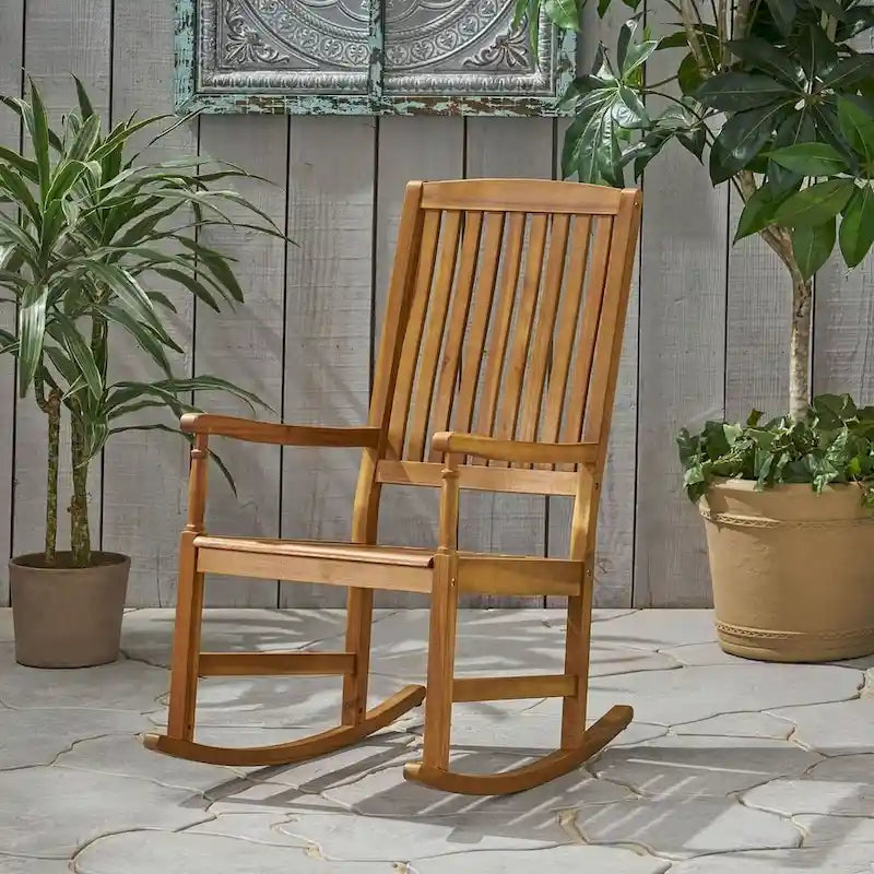 Fauteuil à bascule d'extérieur en bois de teck et acacia