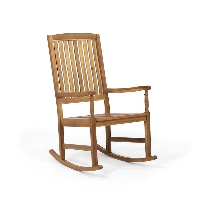 Fauteuil à bascule d'extérieur en bois de teck et acacia