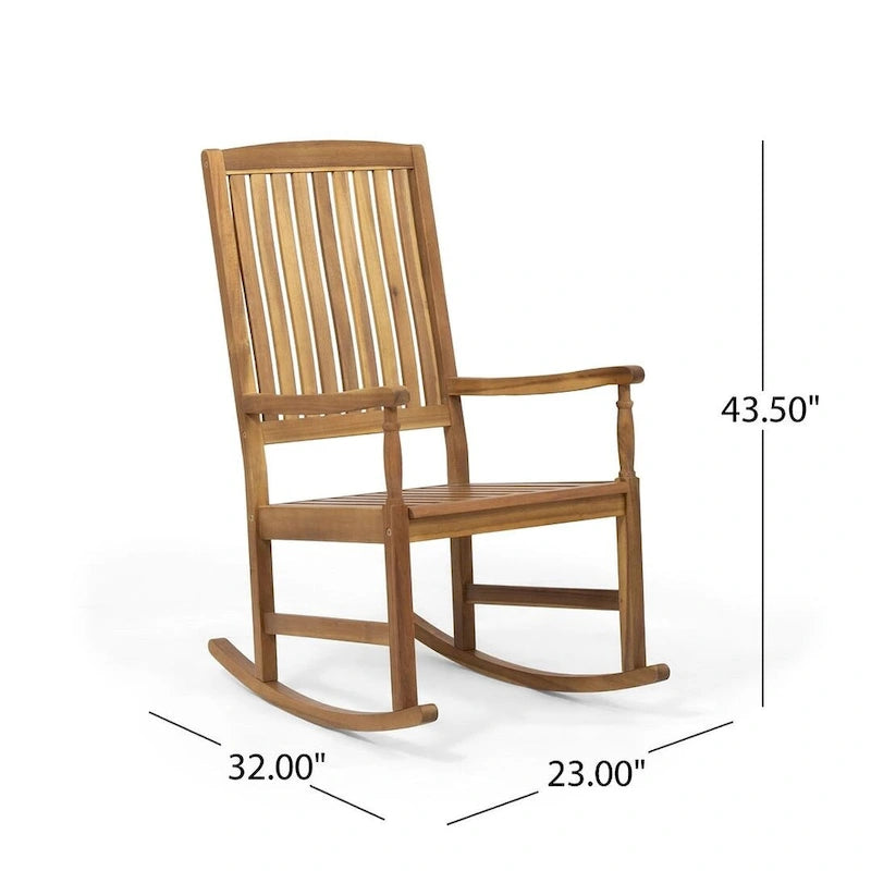 Fauteuil à bascule d'extérieur en bois de teck et acacia