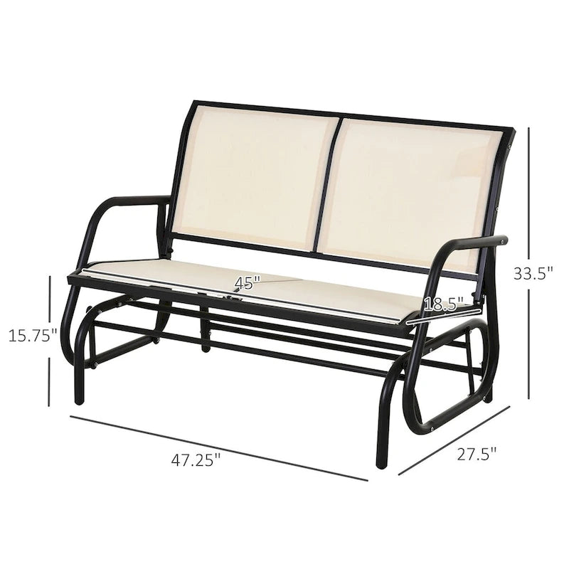 Banc de jardin à bascule 2 places avec cadre en acier thermolaqué