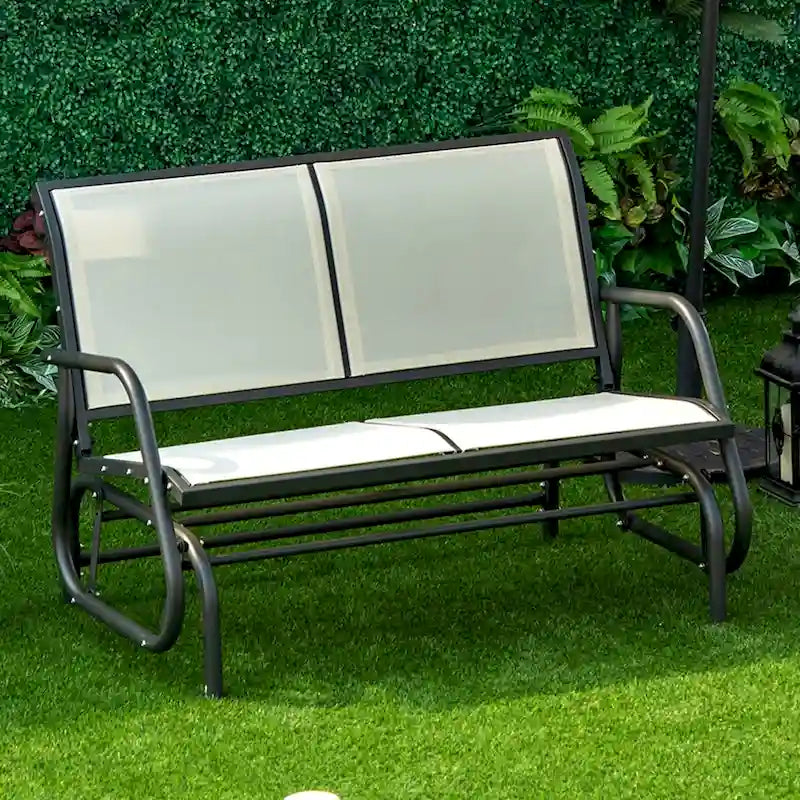 Banc de jardin à bascule 2 places avec cadre en acier thermolaqué