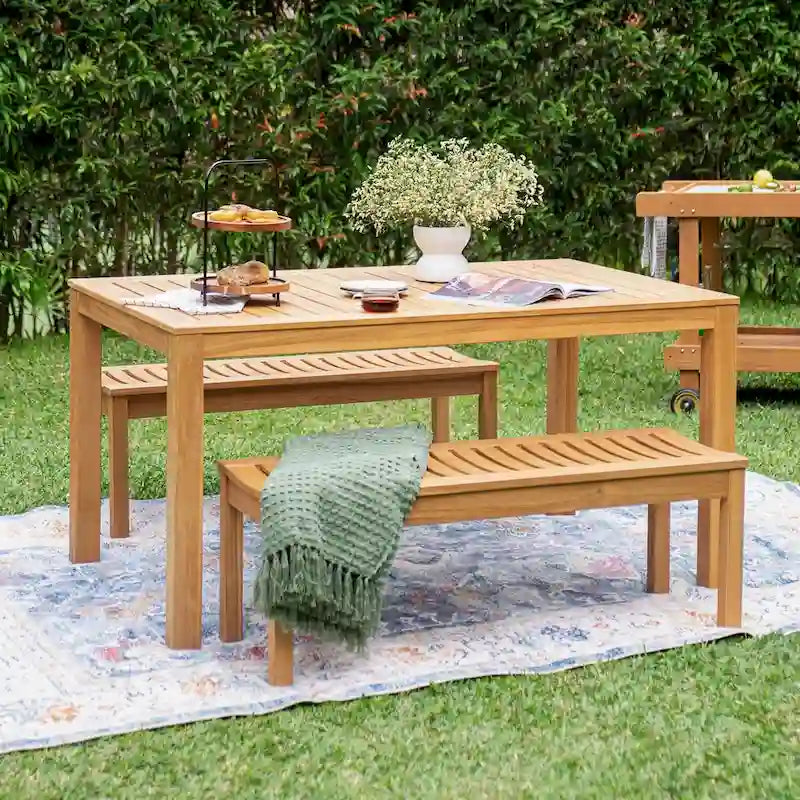Table à manger d'extérieur en bois de teck