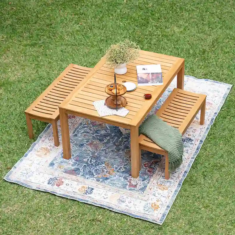 Table à manger d'extérieur en bois de teck