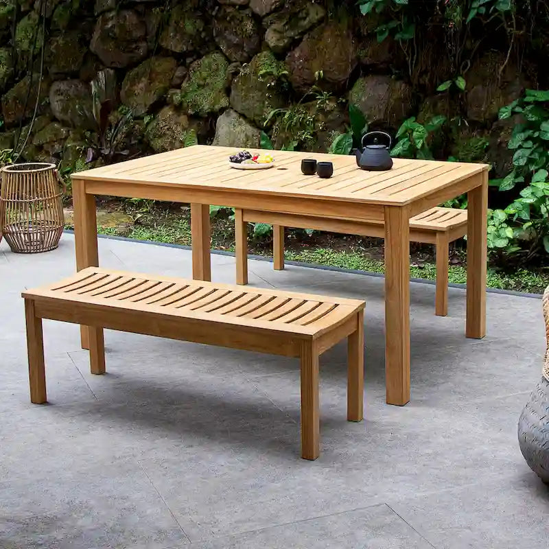 Table à manger d'extérieur en bois de teck