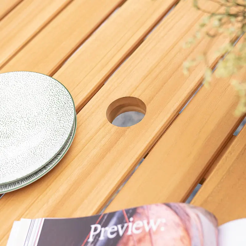 Table à manger d'extérieur en bois de teck