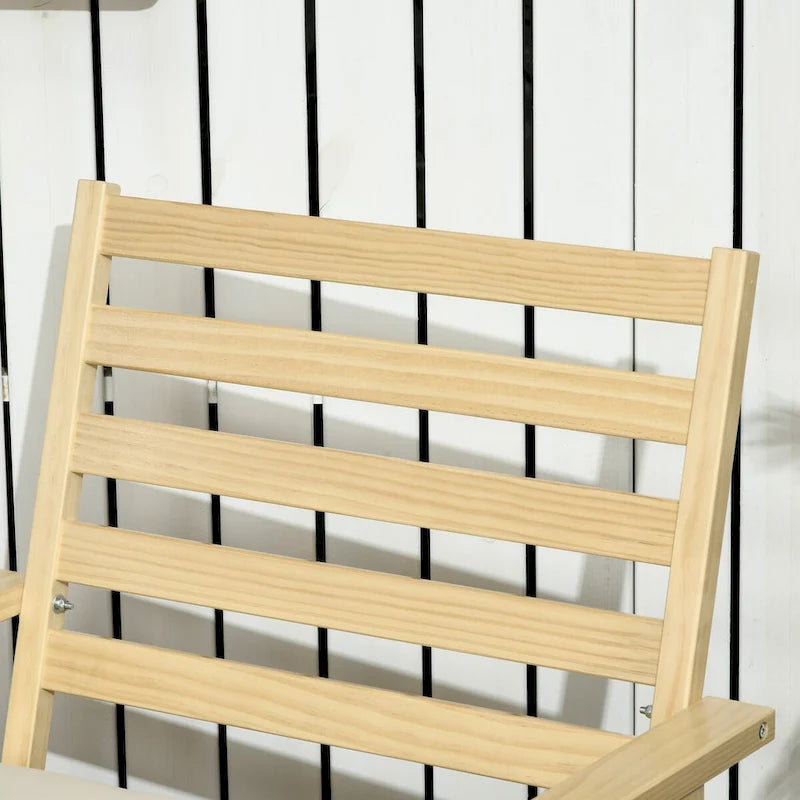Fauteuil de jardin en bois avec pouf, chaise longue d'extérieur rembourrée, canapé avec repose-pieds