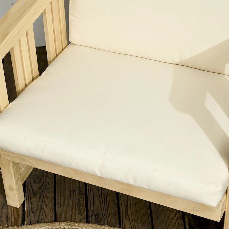 Fauteuil de jardin en bois avec pouf, chaise longue d'extérieur rembourrée, canapé avec repose-pieds