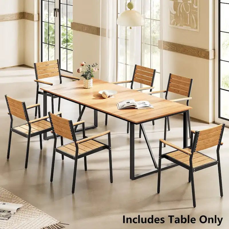 Table à manger rectangulaire d'extérieur en aluminium pour 6 personnes - 210 cm L * 96 cm l * 73 cm H