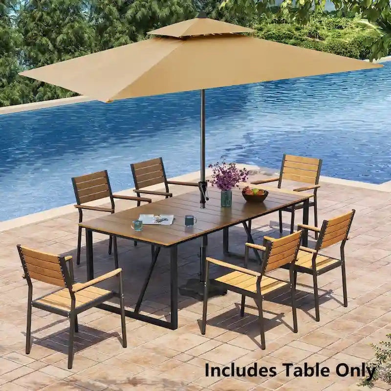Table à manger rectangulaire d'extérieur en aluminium pour 6 personnes - 210 cm L * 96 cm l * 73 cm H