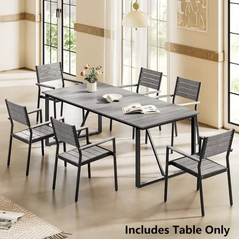 Table à manger rectangulaire d'extérieur en aluminium pour 6 personnes - 210 cm L * 96 cm l * 73 cm H