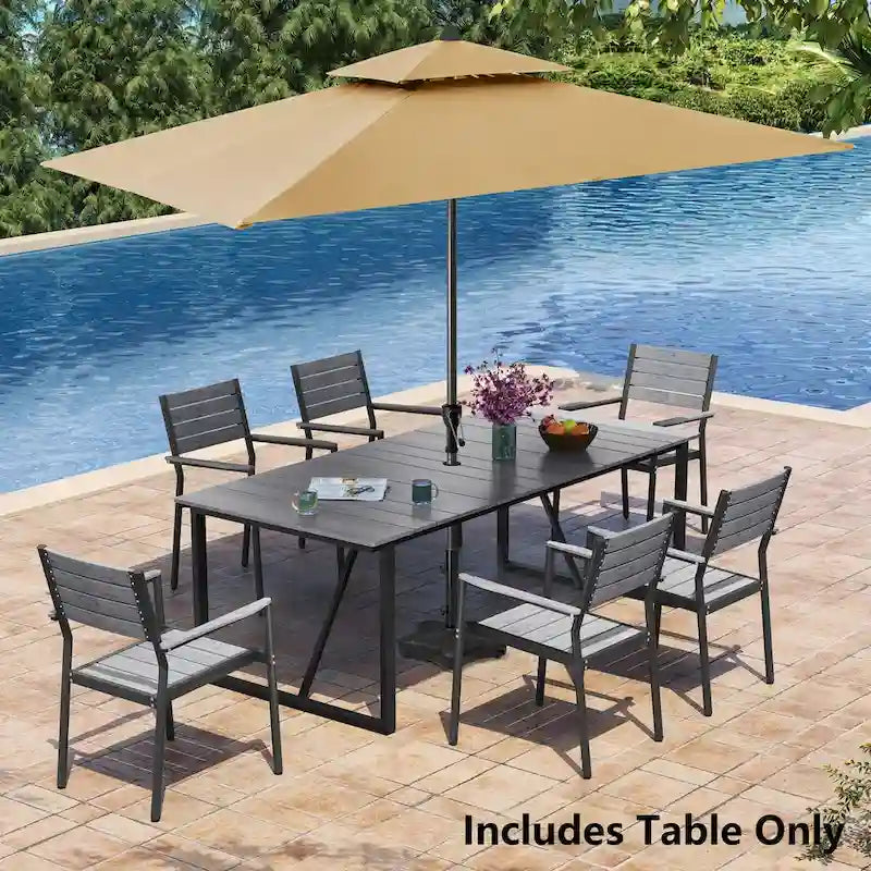 Table à manger rectangulaire d'extérieur en aluminium pour 6 personnes - 210 cm L * 96 cm l * 73 cm H