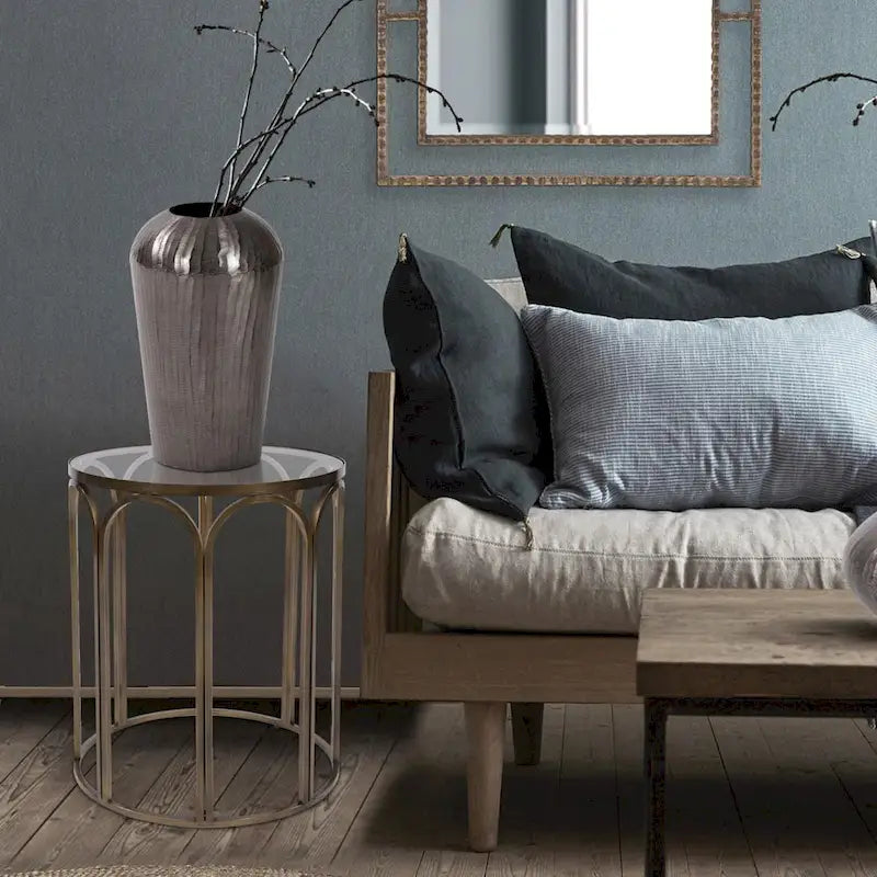 Table d'appoint ronde en laiton - 24 H x 20 P x 20 L
