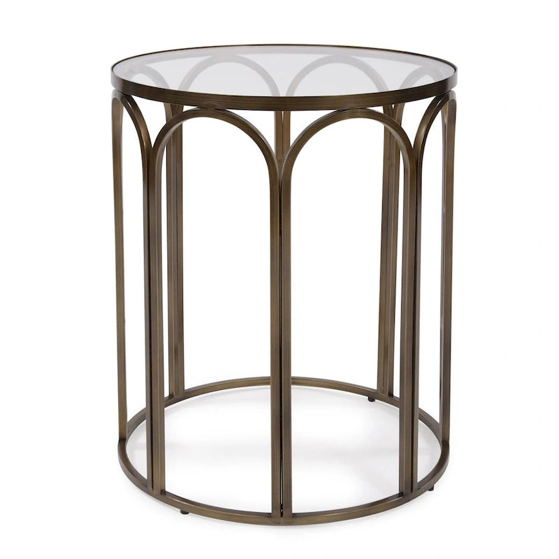 Table d'appoint ronde en laiton - 24 H x 20 P x 20 L