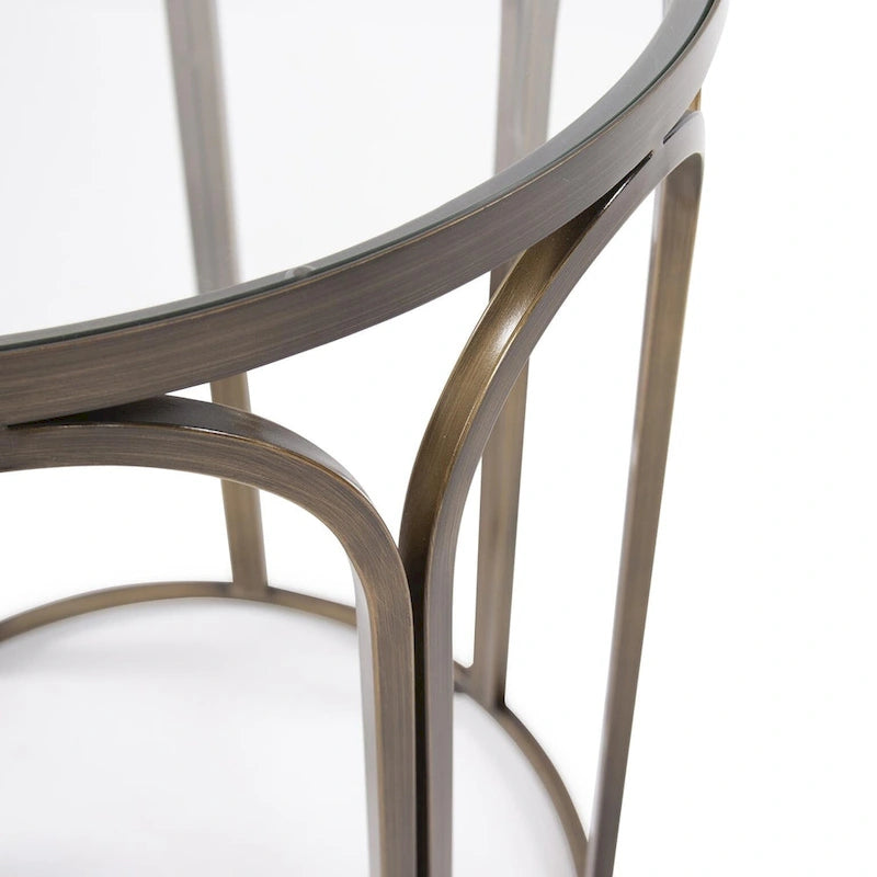 Table d'appoint ronde en laiton - 24 H x 20 P x 20 L