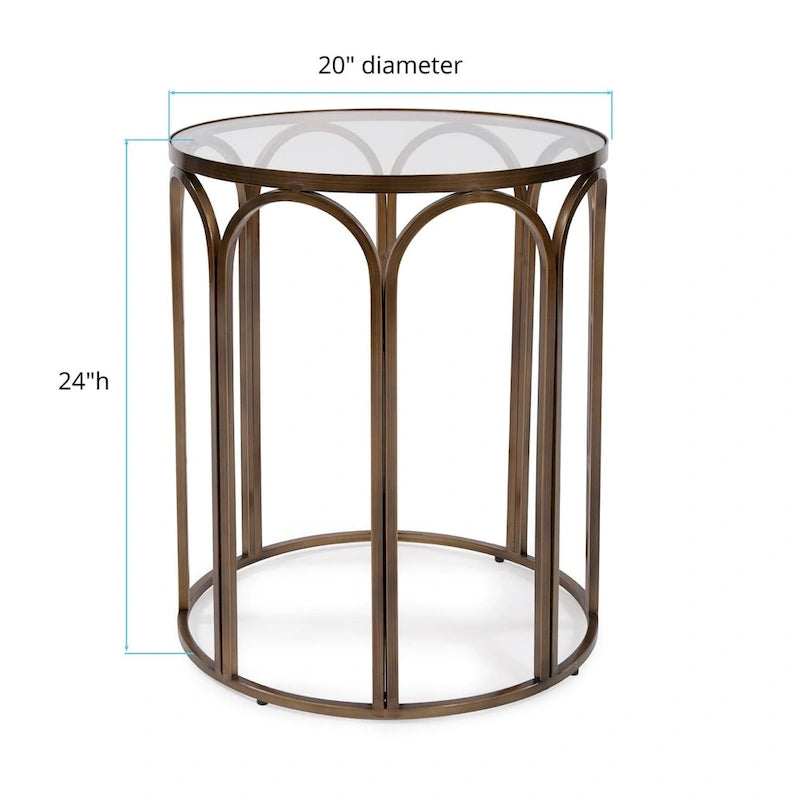 Table d'appoint ronde en laiton - 24 H x 20 P x 20 L