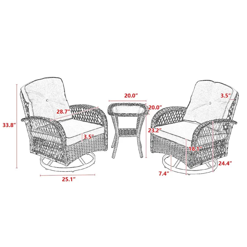 Fauteuil à bascule pivotant de loisirs pour terrasse