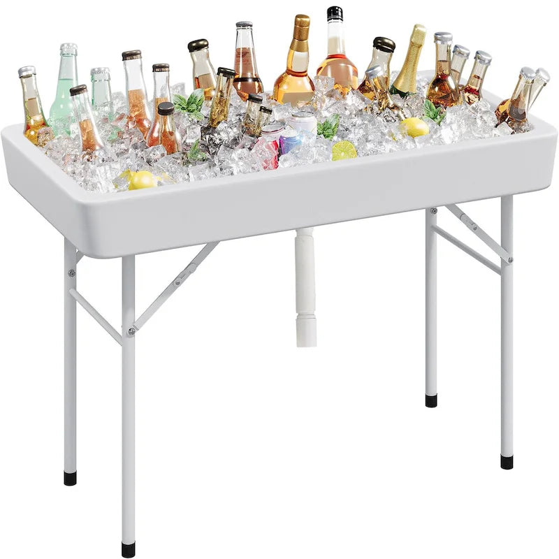 Table de pique-nique pliante en plastique Party Ice avec jupe assortie