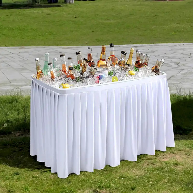 Table de pique-nique pliante en plastique Party Ice avec jupe assortie