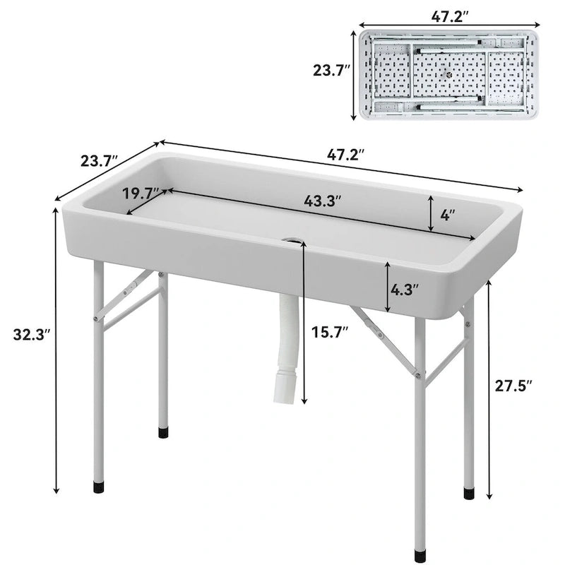 Table de pique-nique pliante en plastique Party Ice avec jupe assortie