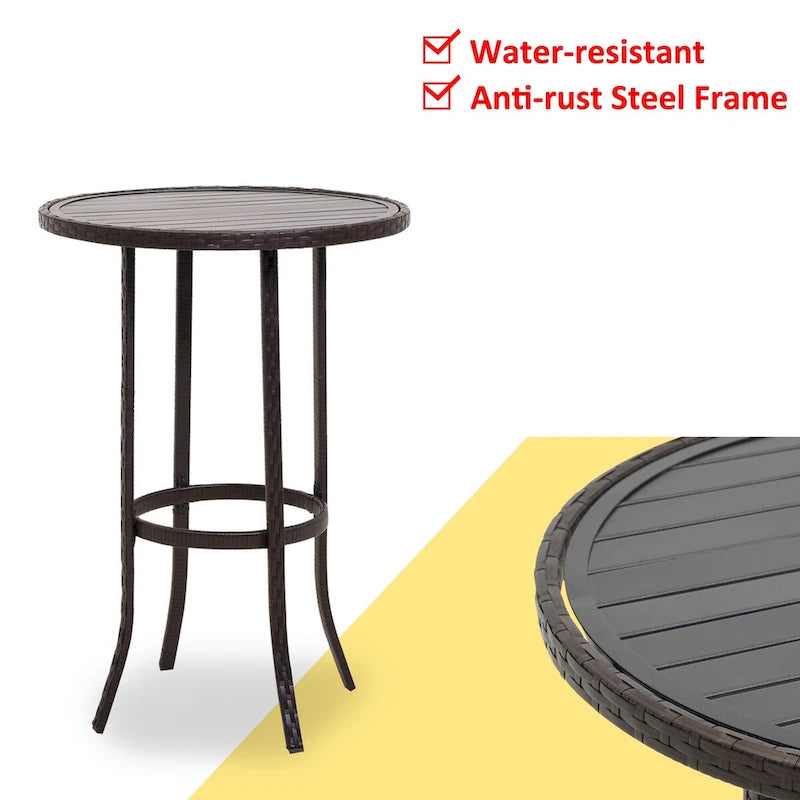 Tabourets de bar et table de terrasse en osier d'extérieur