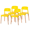 Chaise de salle à manger moderne en plastique à dossier ouvert avec pieds en bois de hêtre