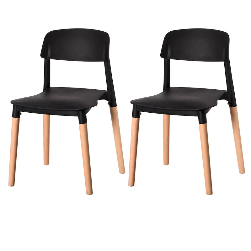Chaise de salle à manger moderne en plastique à dossier ouvert avec pieds en bois de hêtre