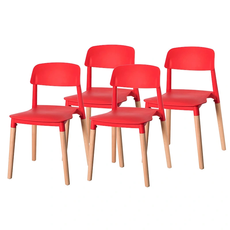 Chaise de salle à manger moderne en plastique à dossier ouvert avec pieds en bois de hêtre