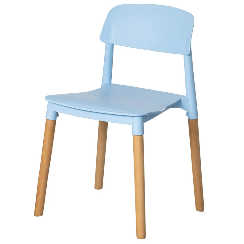 Chaise de salle à manger moderne en plastique à dossier ouvert avec pieds en bois de hêtre
