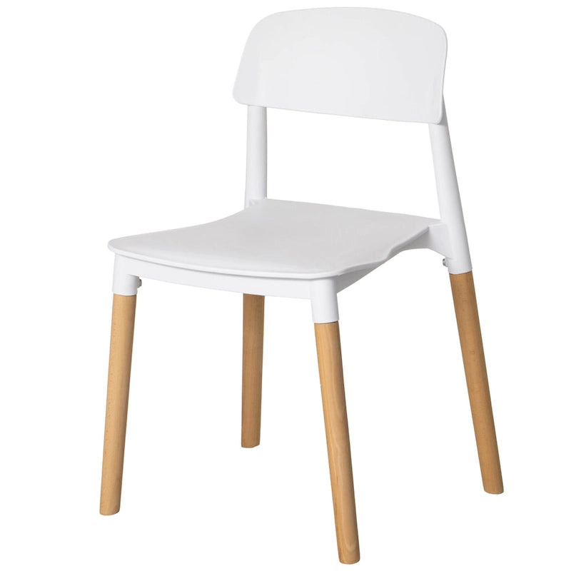 Chaise de salle à manger moderne en plastique à dossier ouvert avec pieds en bois de hêtre