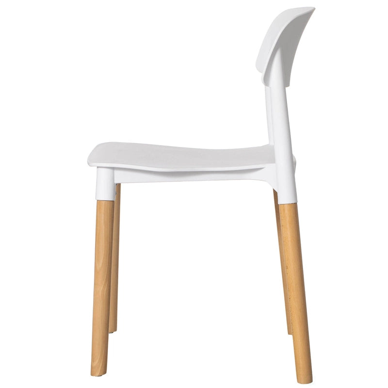 Chaise de salle à manger moderne en plastique à dossier ouvert avec pieds en bois de hêtre
