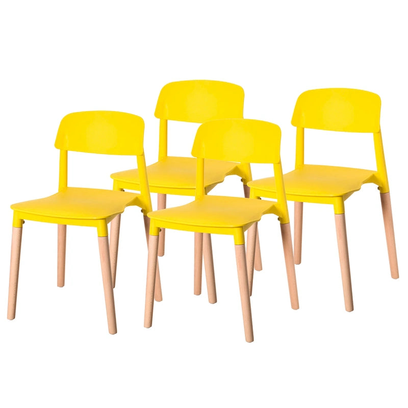 Chaise de salle à manger moderne en plastique à dossier ouvert avec pieds en bois de hêtre