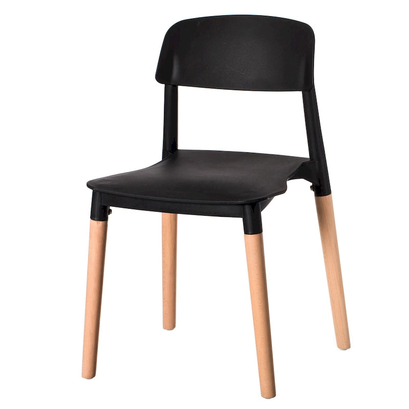 Chaise de salle à manger moderne en plastique à dossier ouvert avec pieds en bois de hêtre