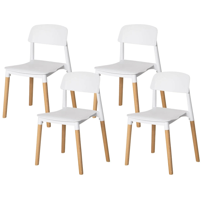 Chaise de salle à manger moderne en plastique à dossier ouvert avec pieds en bois de hêtre