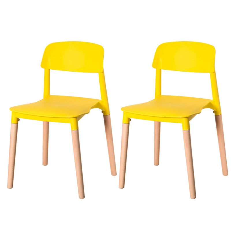 Chaise de salle à manger moderne en plastique à dossier ouvert avec pieds en bois de hêtre
