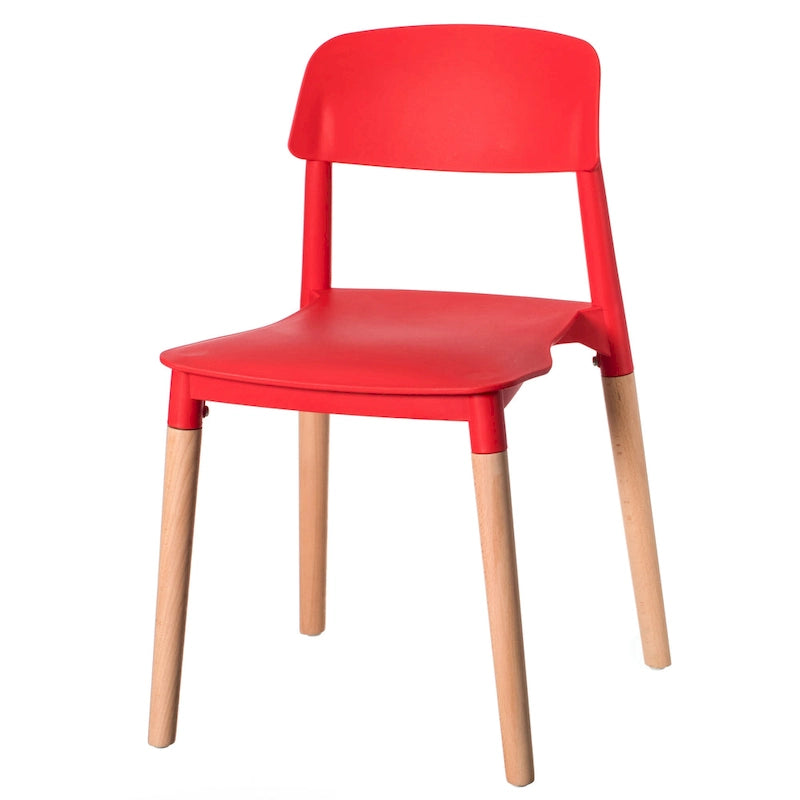 Chaise de salle à manger moderne en plastique à dossier ouvert avec pieds en bois de hêtre