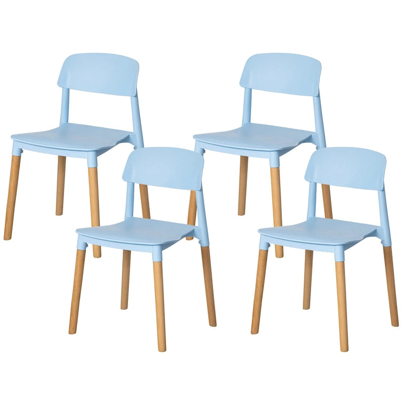 Chaise de salle à manger moderne en plastique à dossier ouvert avec pieds en bois de hêtre