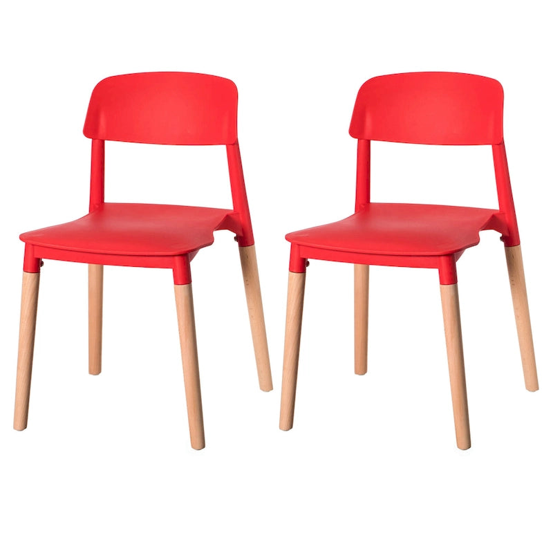 Chaise de salle à manger moderne en plastique à dossier ouvert avec pieds en bois de hêtre