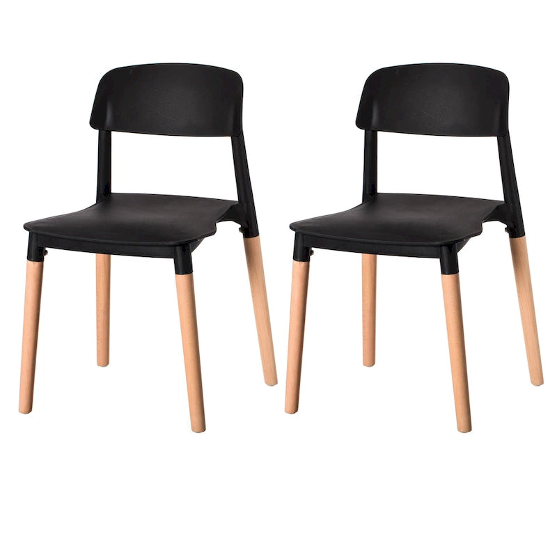 Chaise de salle à manger moderne en plastique à dossier ouvert avec pieds en bois de hêtre