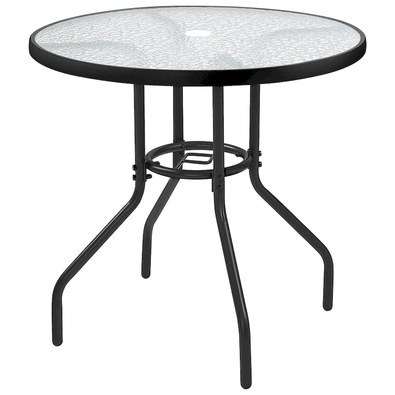 Yaheetech 31.5  Bistro Table Tempered Glass Top with Umbrella Hole