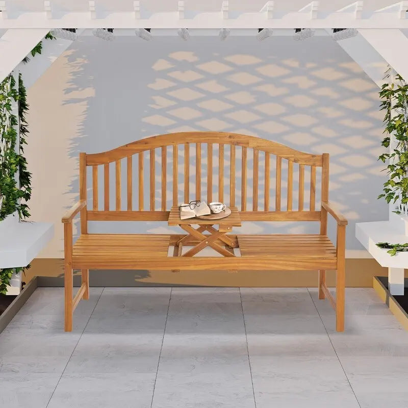 59 En Acacia Bench avec Table relevable