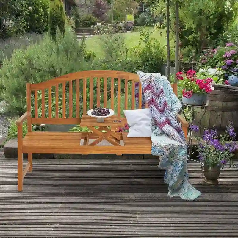59 En Acacia Bench avec Table relevable
