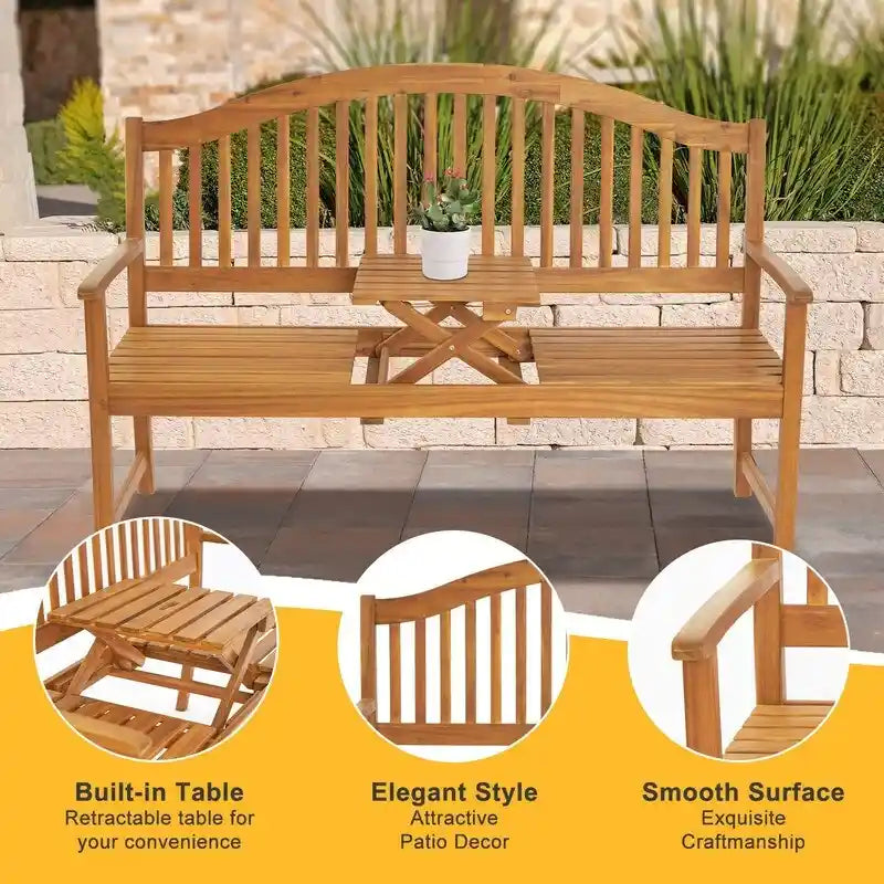 59 En Acacia Bench avec Table relevable