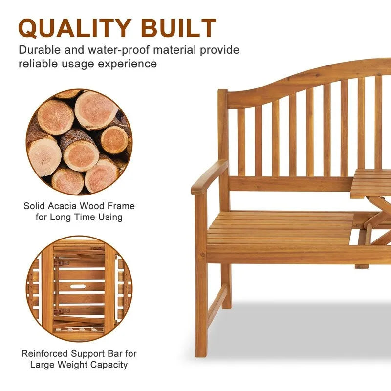 59 En Acacia Bench avec Table relevable