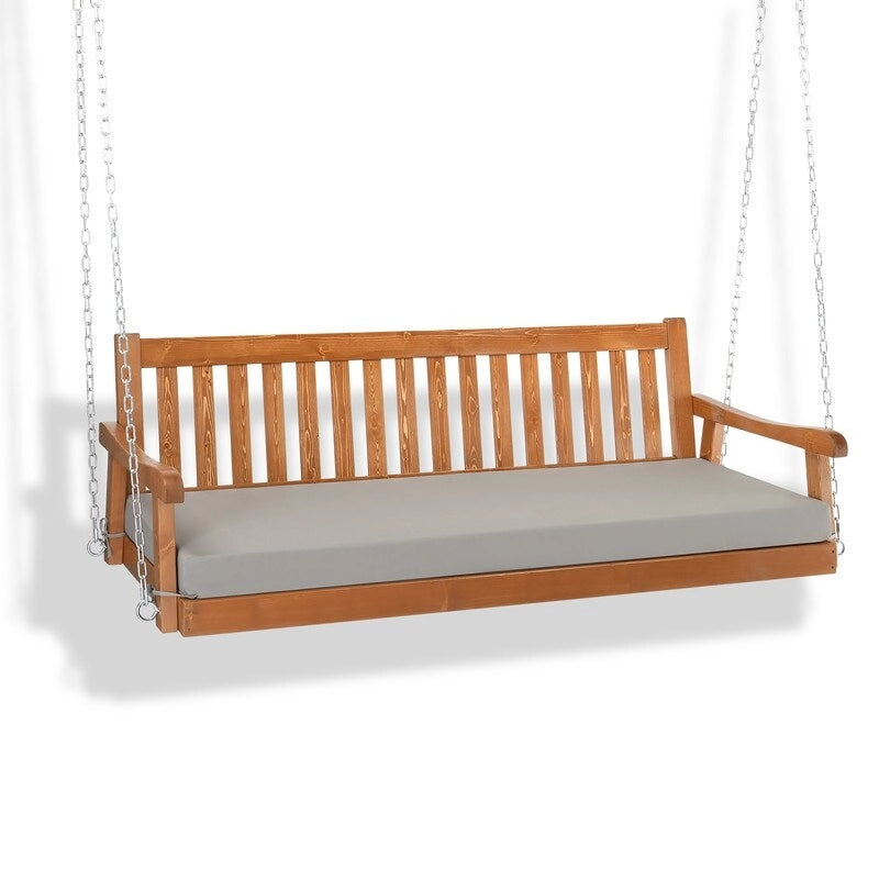 Balançoire de porche en bois massif 3 places avec coussin