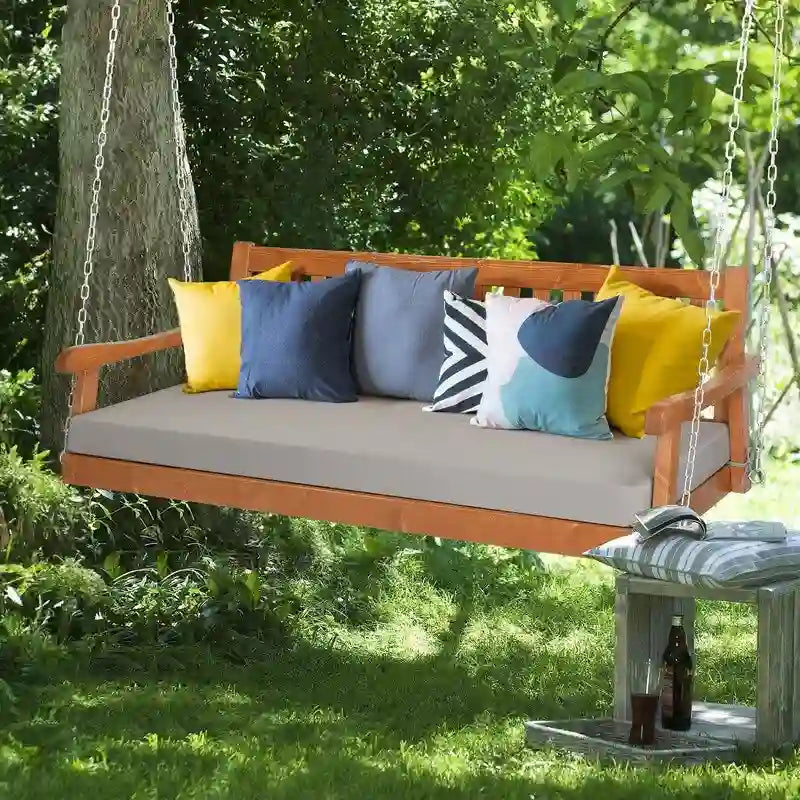 Balançoire de porche en bois massif 3 places avec coussin
