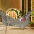 Hamac artisanal Cascade en corde de coton grise (double)