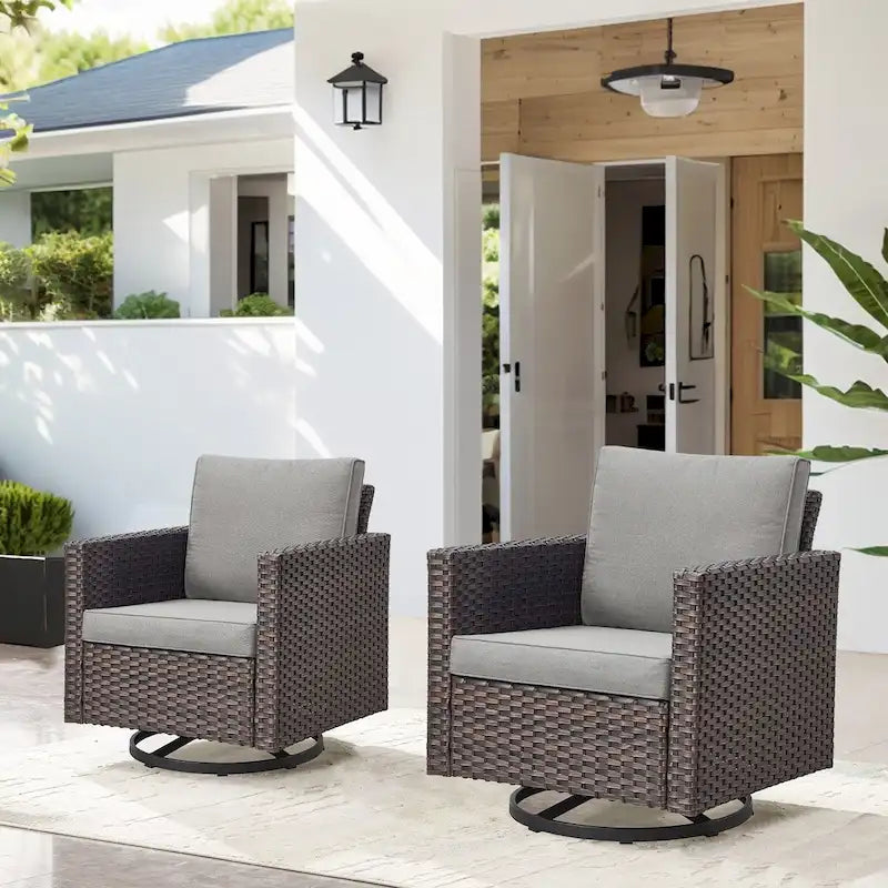 Fauteuils pivotants à bascule pour terrasse - Marron