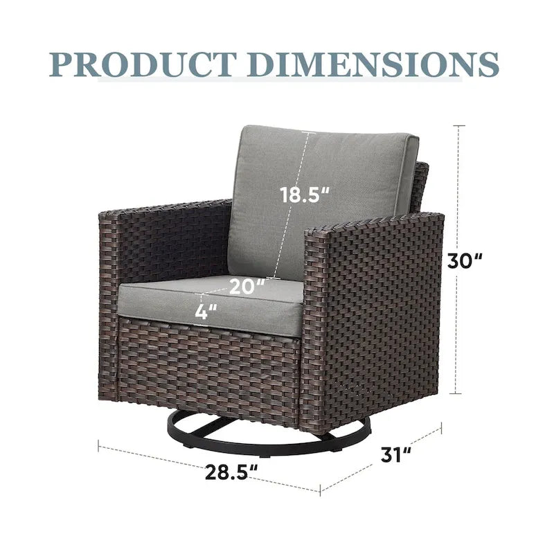 Fauteuils pivotants à bascule pour terrasse - Marron