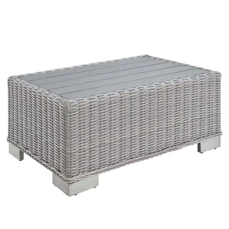 Table basse d'extérieur en rotin tressé