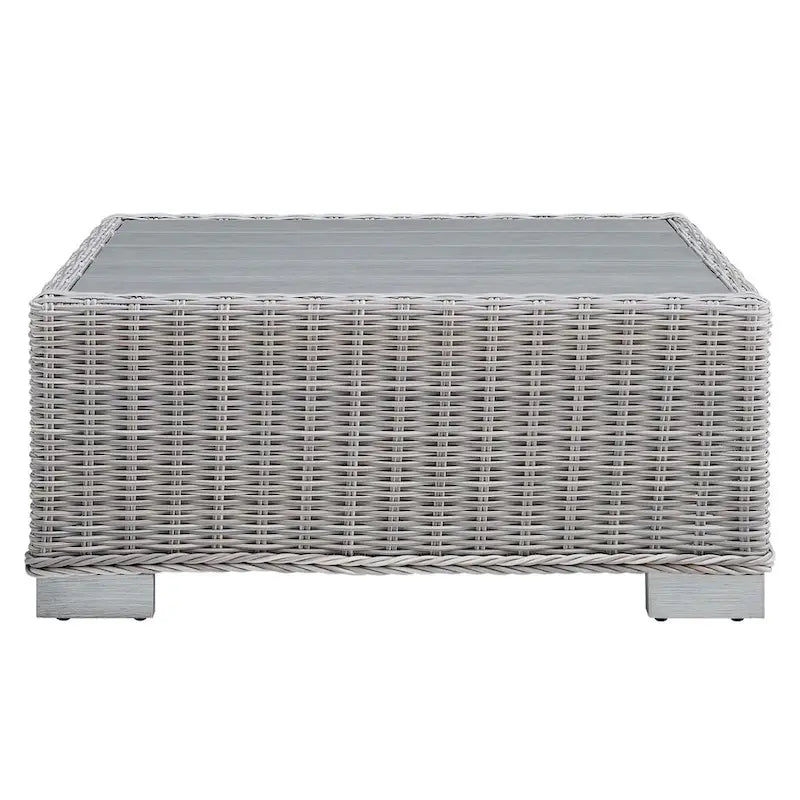 Table basse d'extérieur en rotin tressé